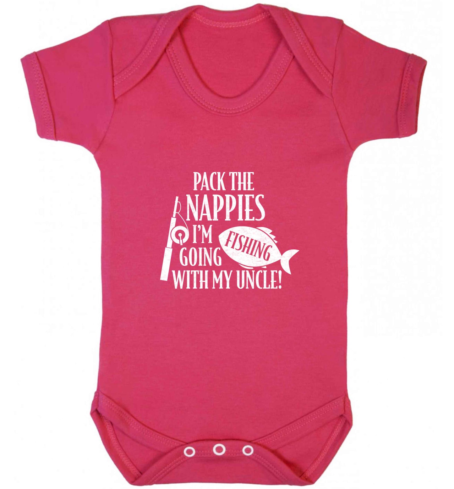 Pack the nappies I'm going fishing my Uncle baby vest dark pink 18-24 months