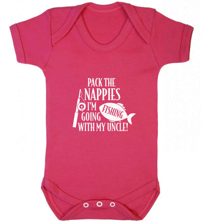 Pack the nappies I'm going fishing my Uncle baby vest dark pink 18-24 months
