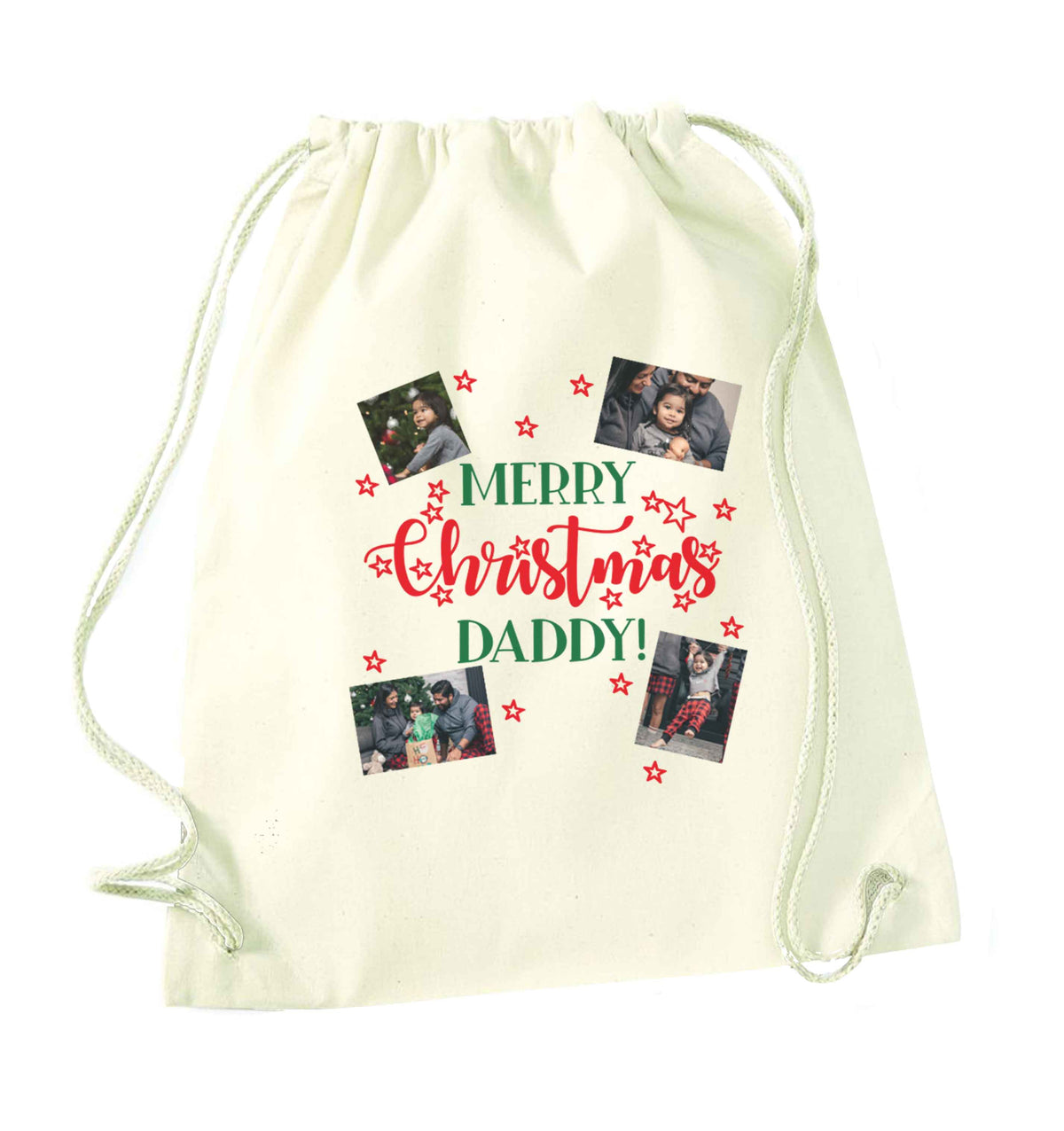 Merry Christmas daddy natural drawstring bag