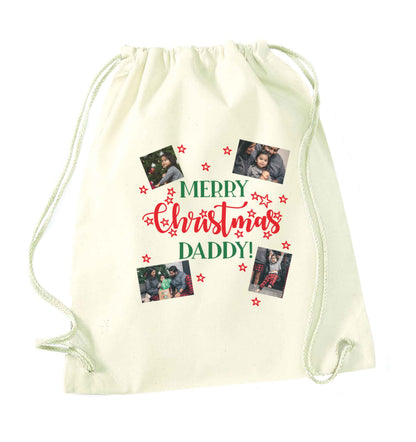 Merry Christmas daddy natural drawstring bag
