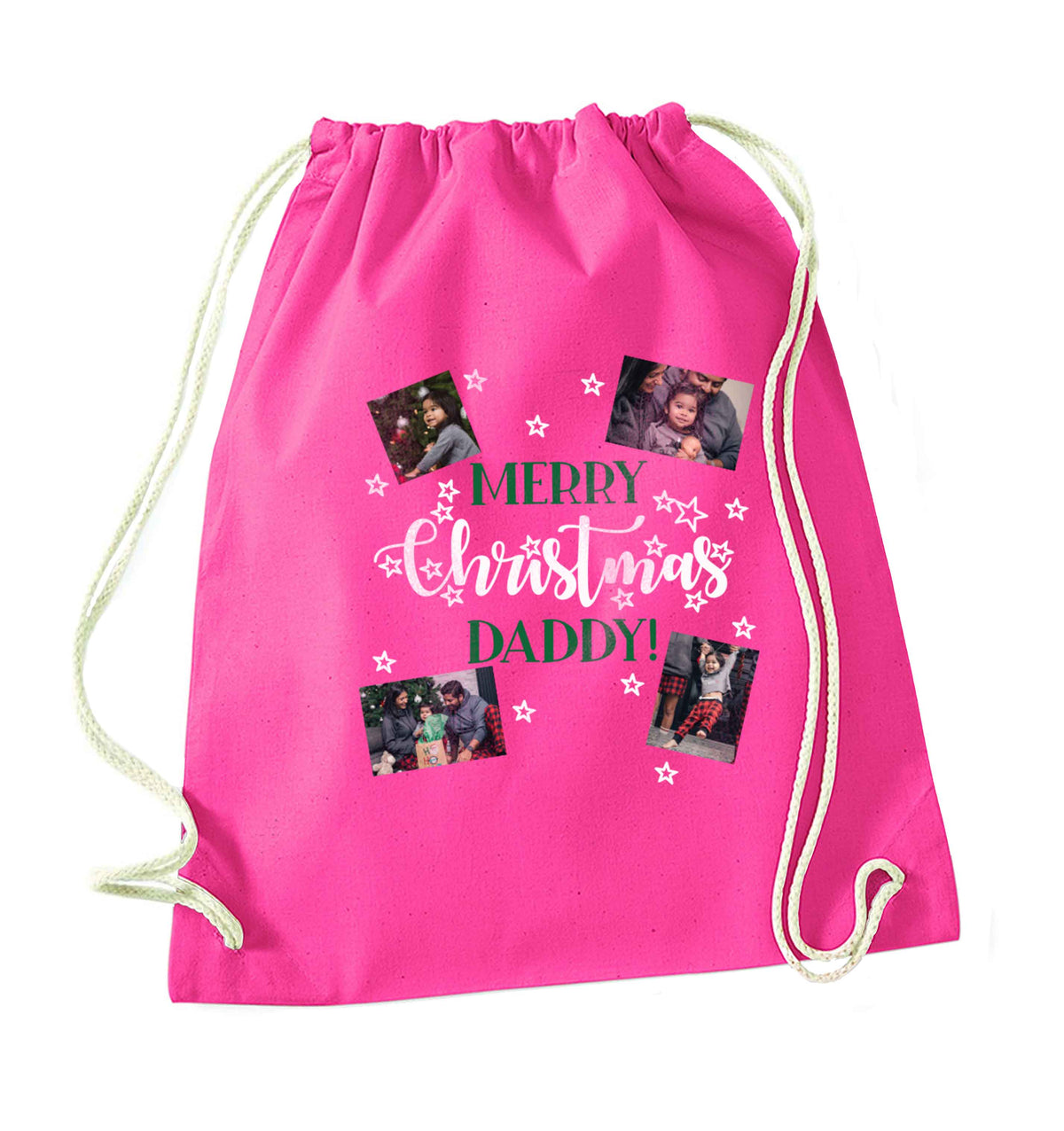 Merry Christmas daddy pink drawstring bag