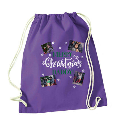 Merry Christmas daddy purple drawstring bag