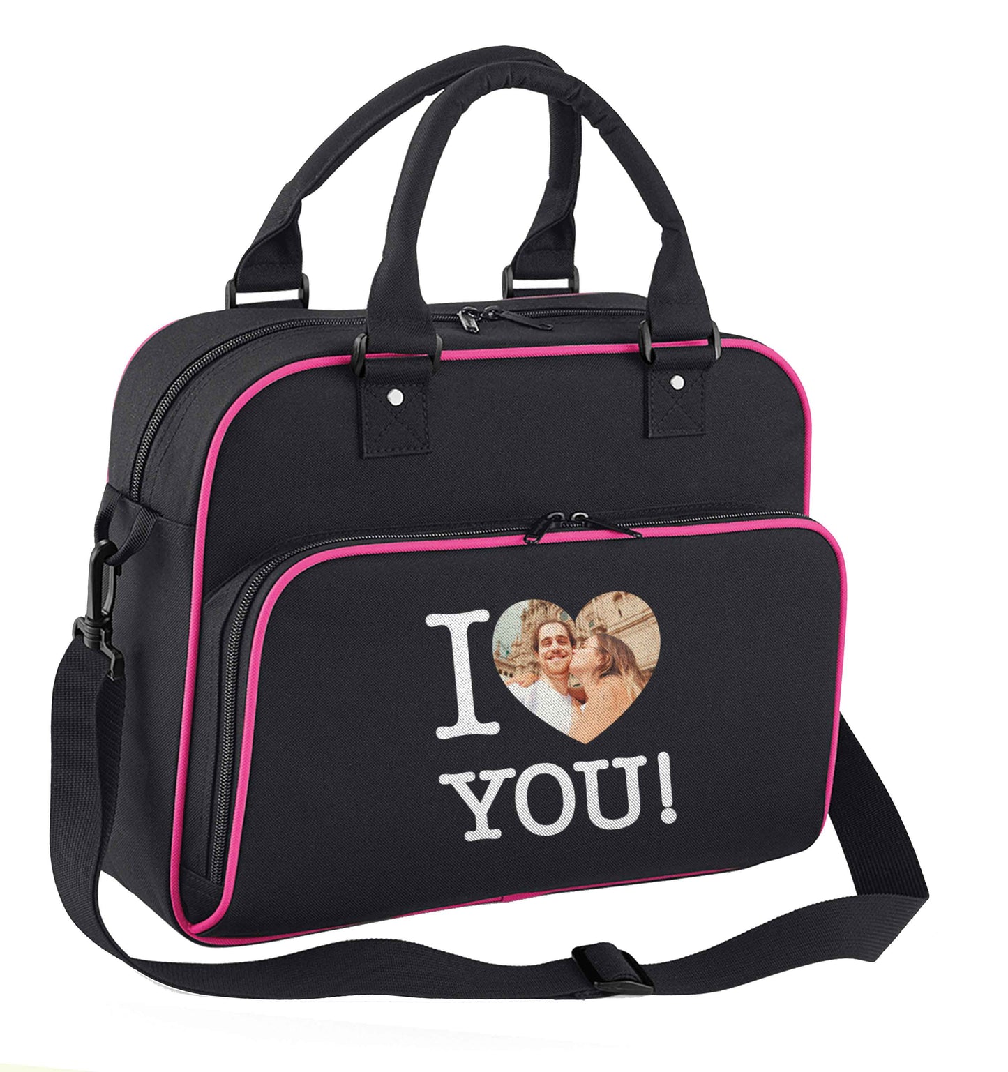 I love you children's dance bag black with pink detail