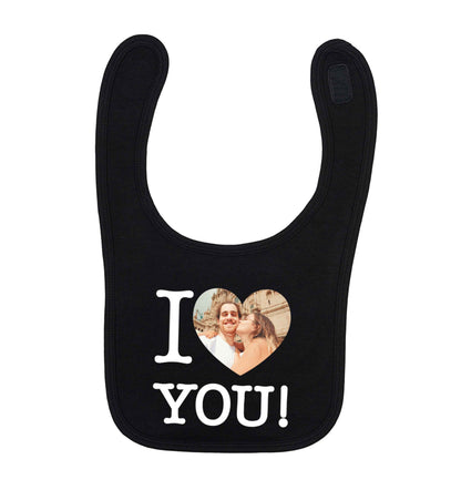 I love you black baby bib