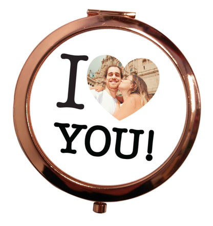 I love you rose gold circle pocket mirror