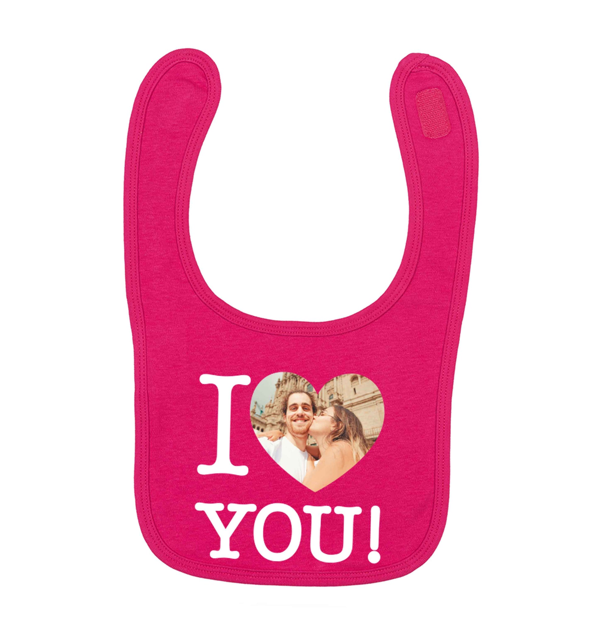 I love you dark pink baby bib