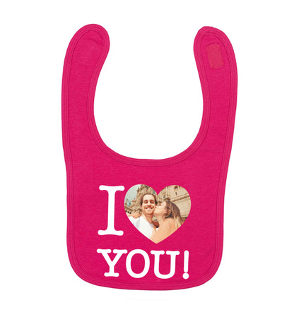 I love you dark pink baby bib