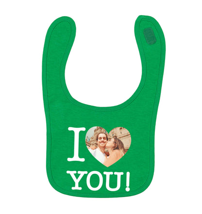 I love you green baby bib