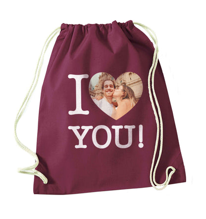 I love you maroon drawstring bag