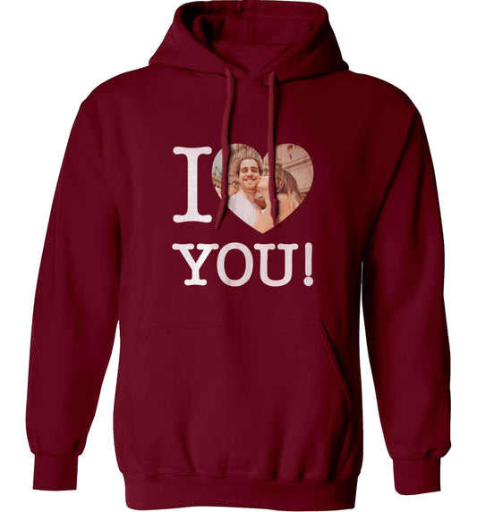 I love you adults unisex maroon hoodie 2XL