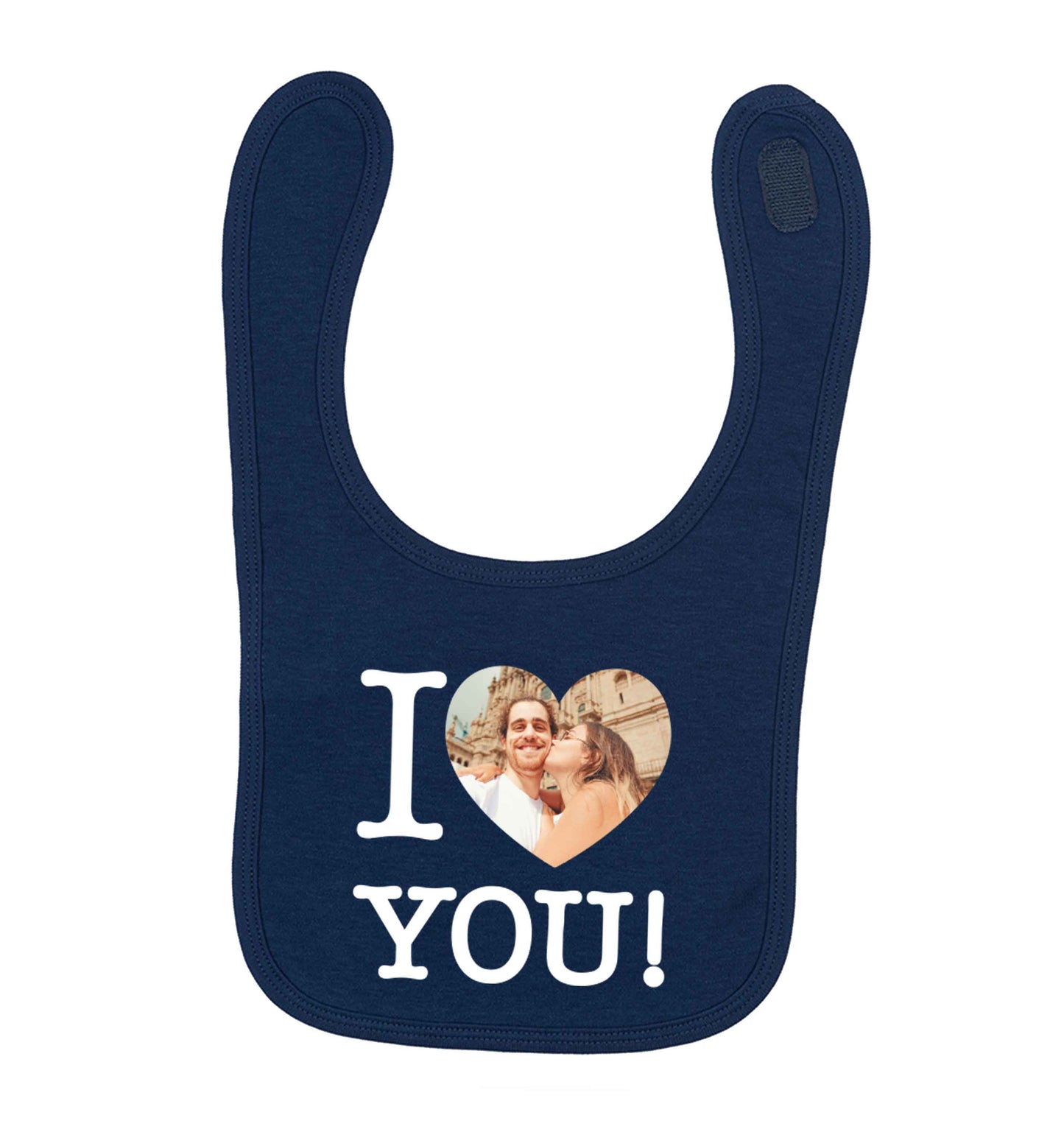 I love you navy baby bib