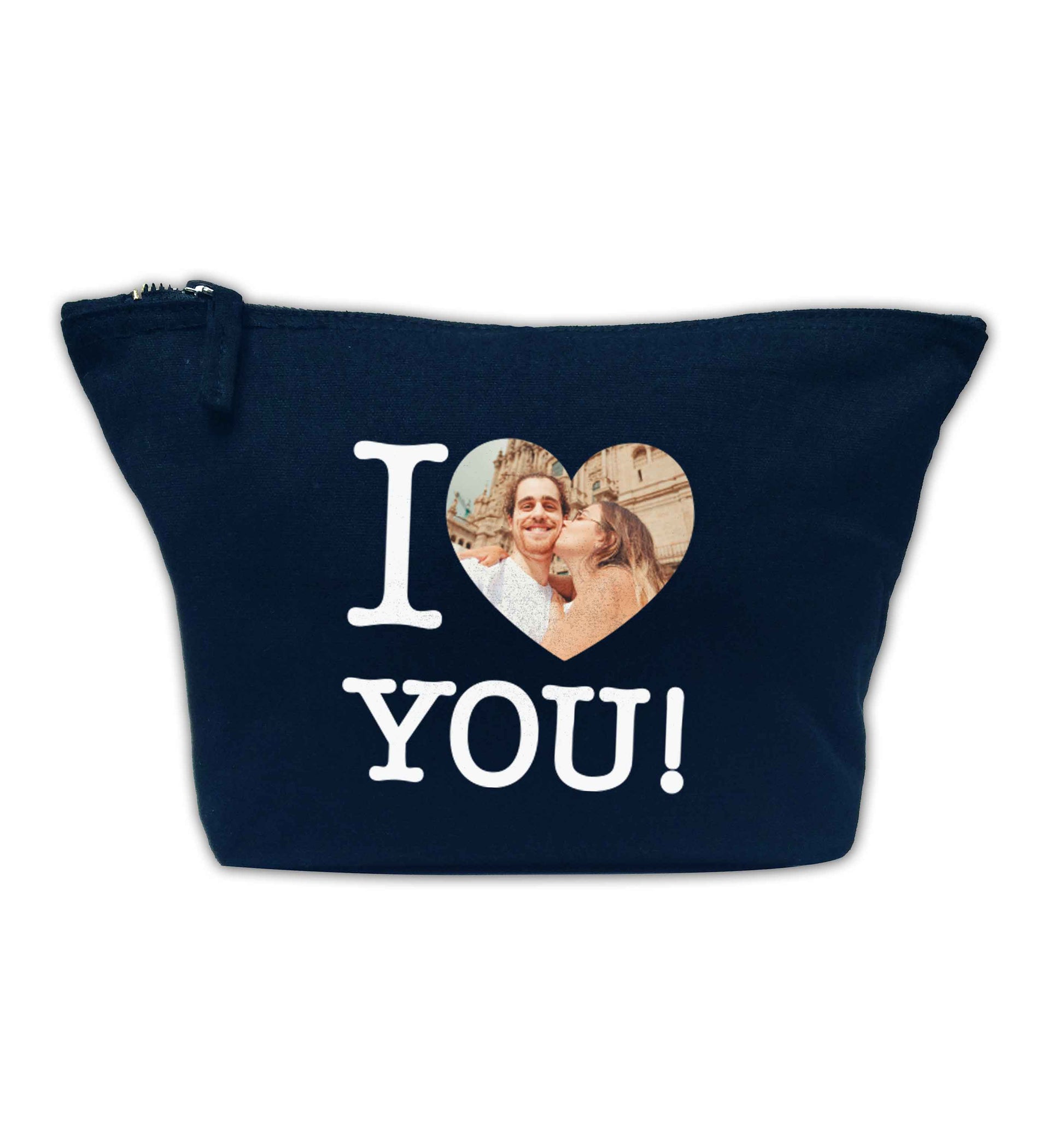 I love you navy makeup bag