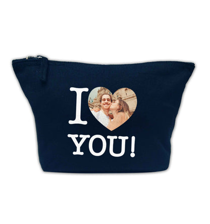 I love you navy makeup bag