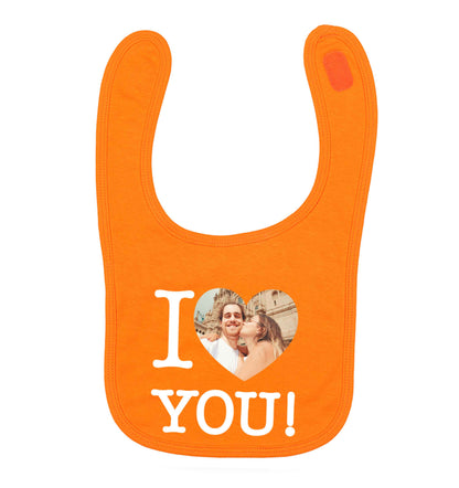 I love you orange baby bib