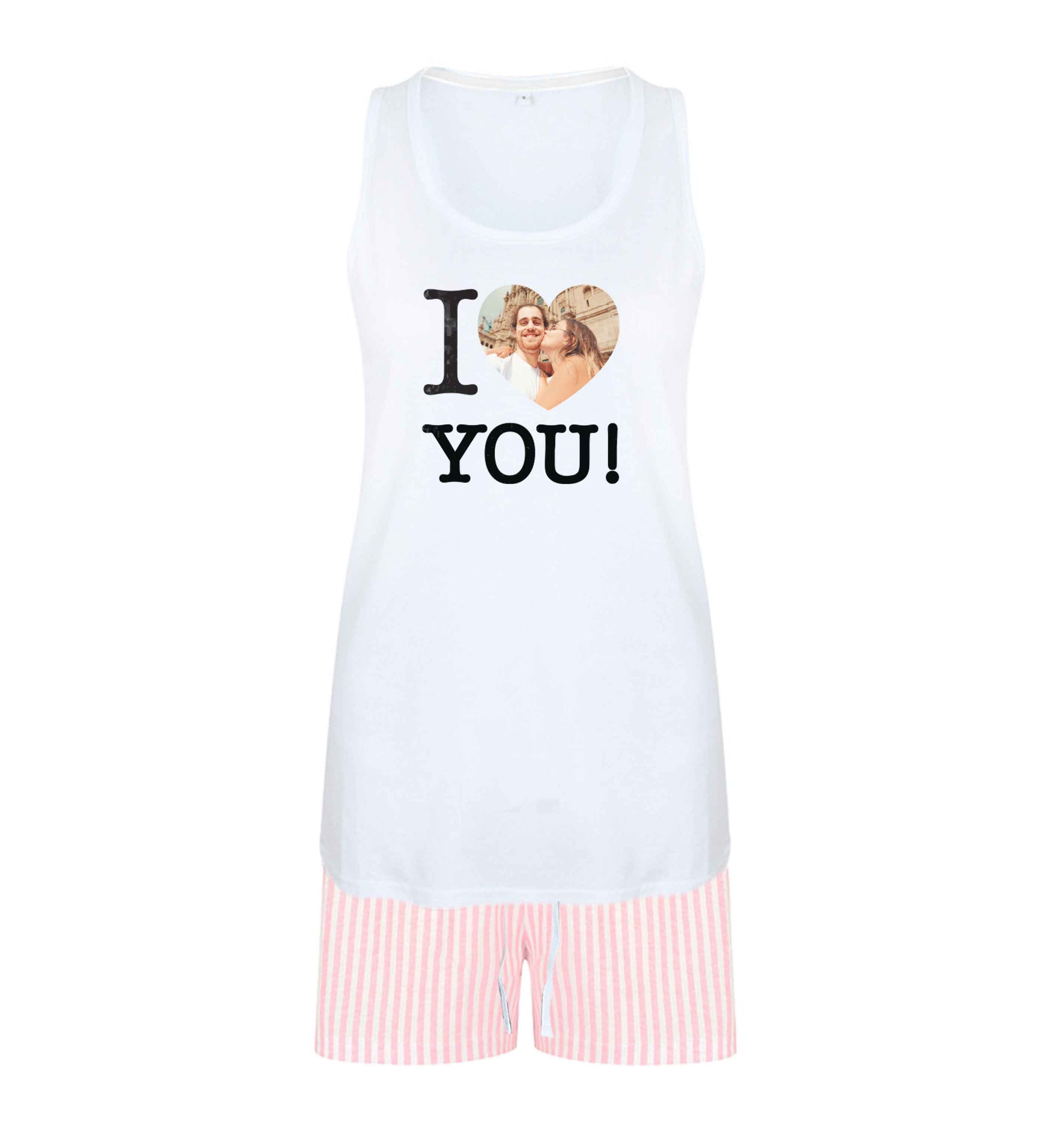 I love you size XL women's pyjama shorts set in pink 