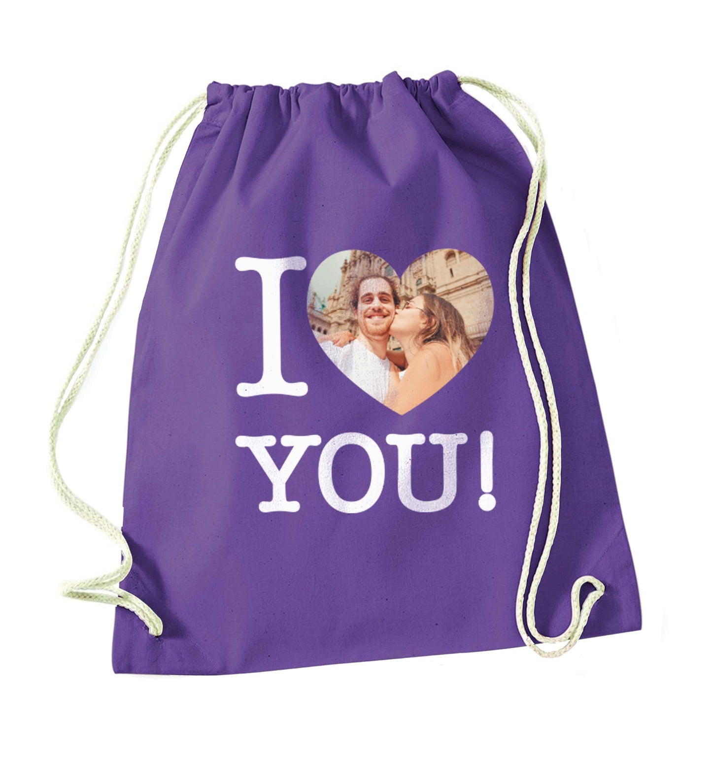 I love you purple drawstring bag