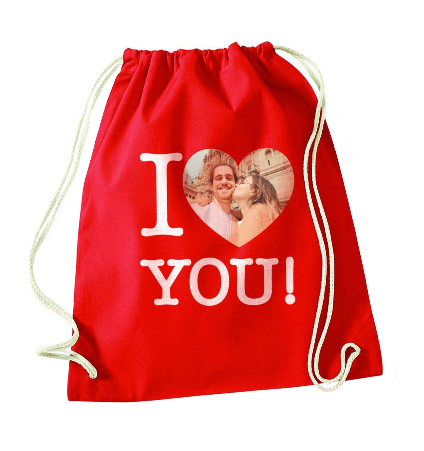 I love you red drawstring bag 