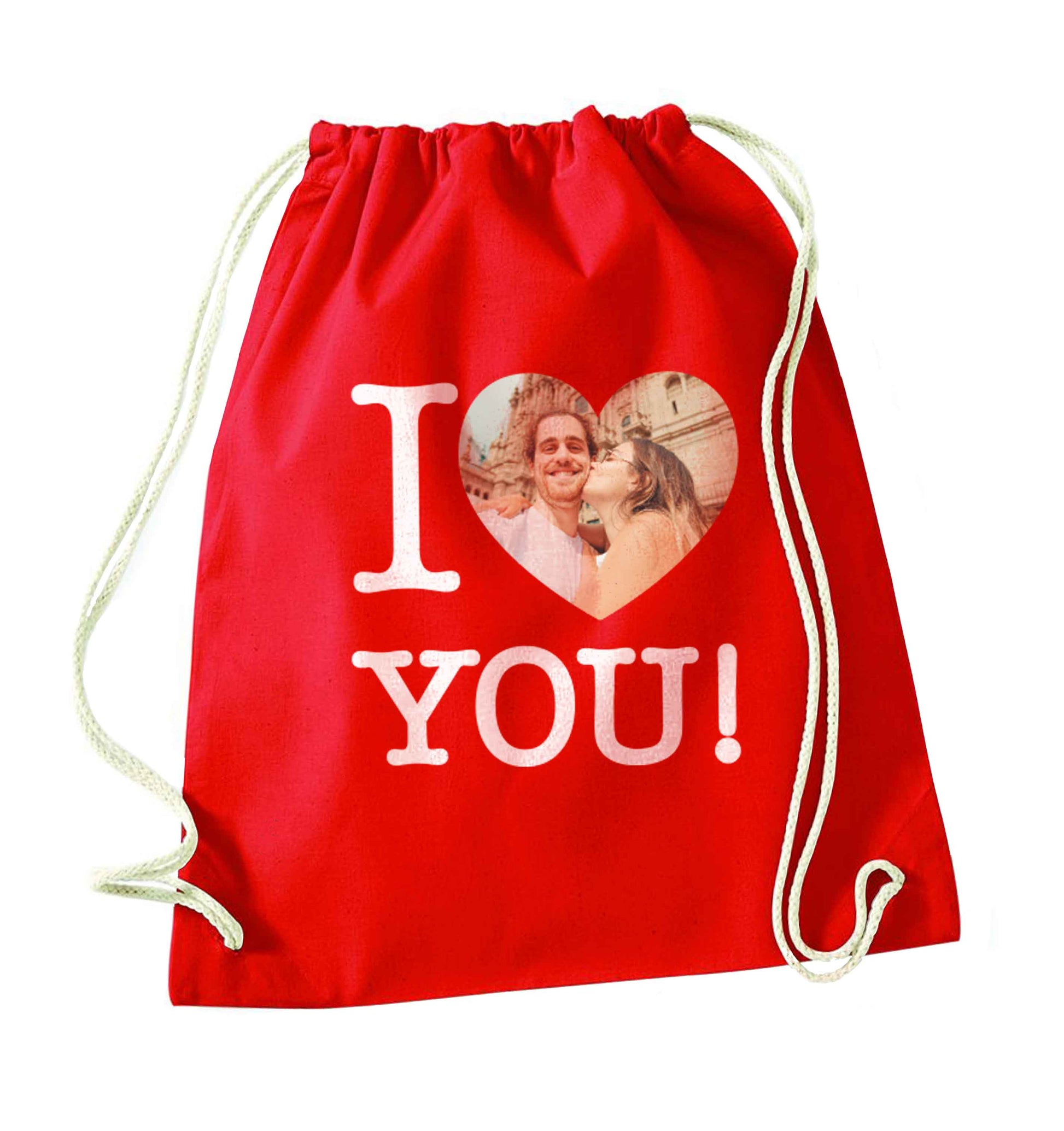 I love you red drawstring bag 