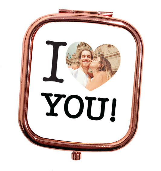 I love you rose gold square pocket mirror