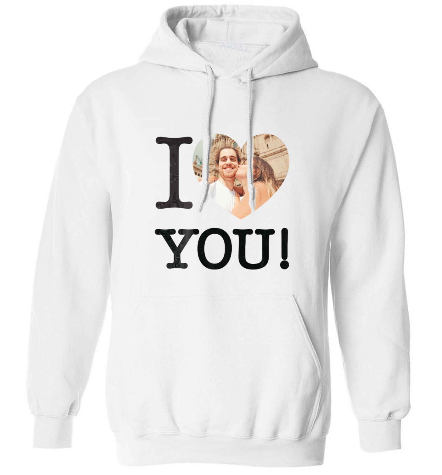 I love you adults unisex white hoodie 2XL