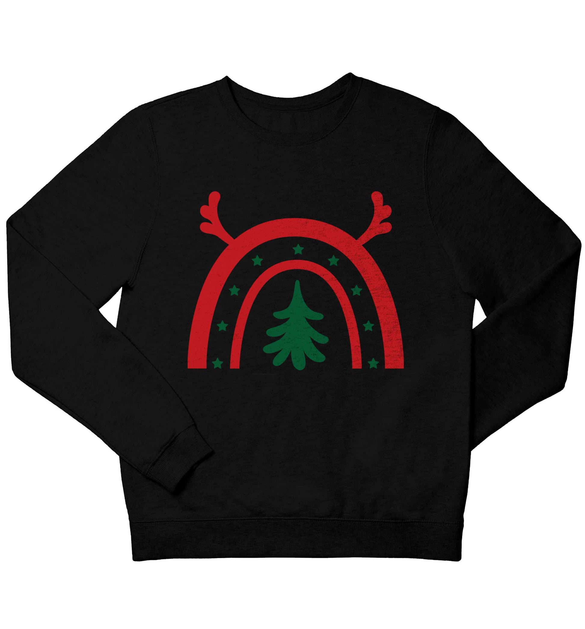 Christmas rainbow children's black sweater 12-13 Years