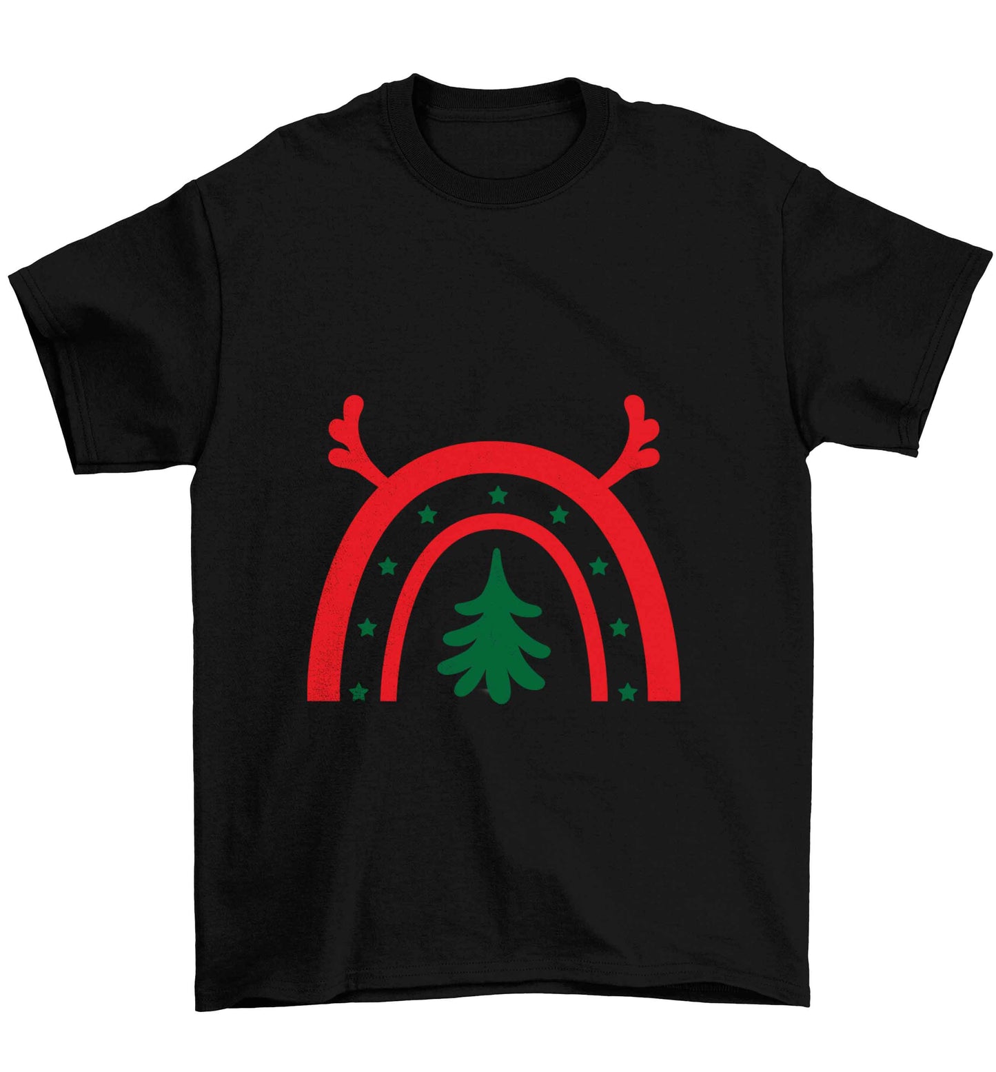 Christmas rainbow Children's black Tshirt 12-13 Years