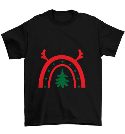 Christmas rainbow Children's black Tshirt 12-13 Years