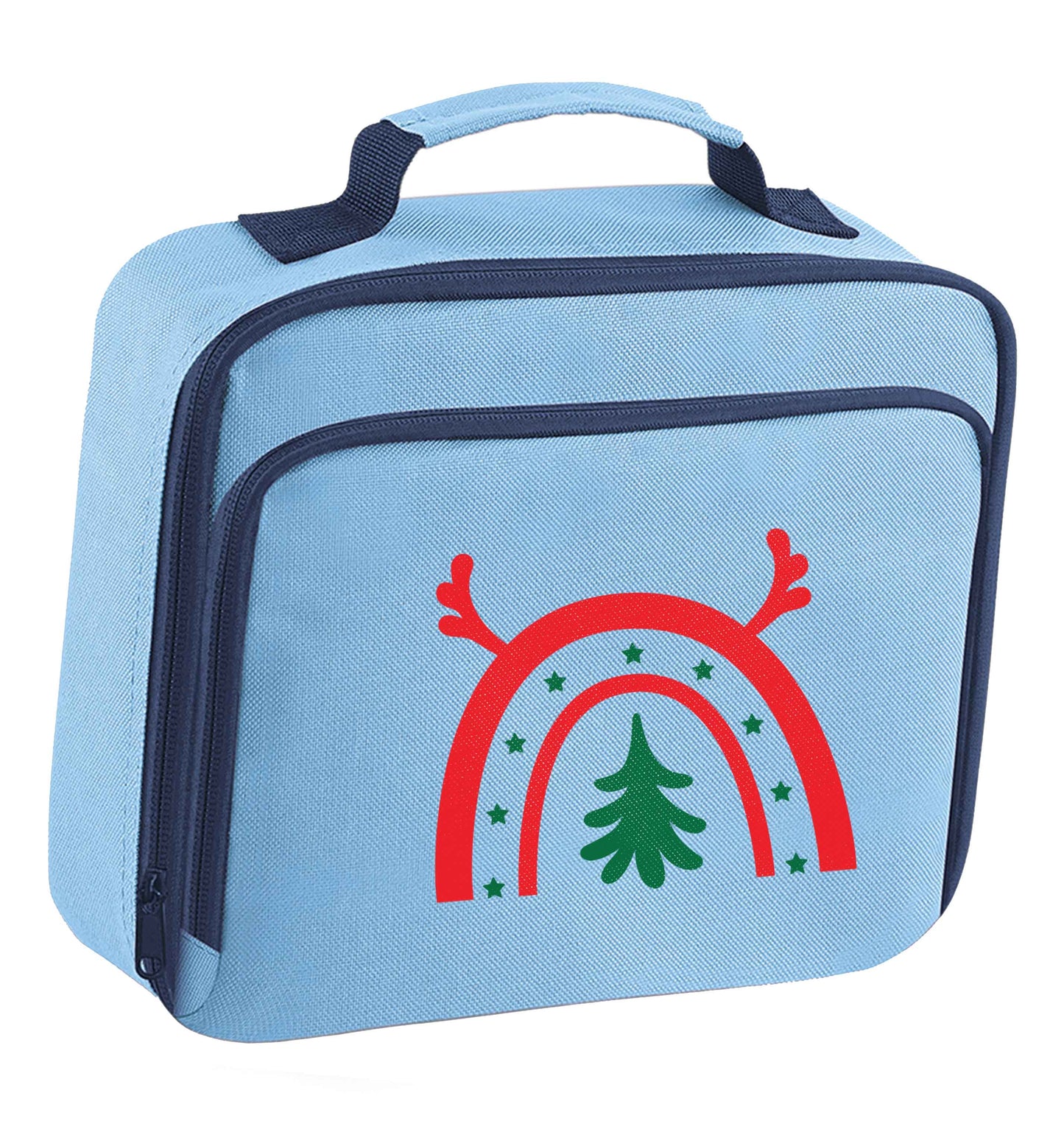 Christmas rainbow insulated blue lunch bag cooler