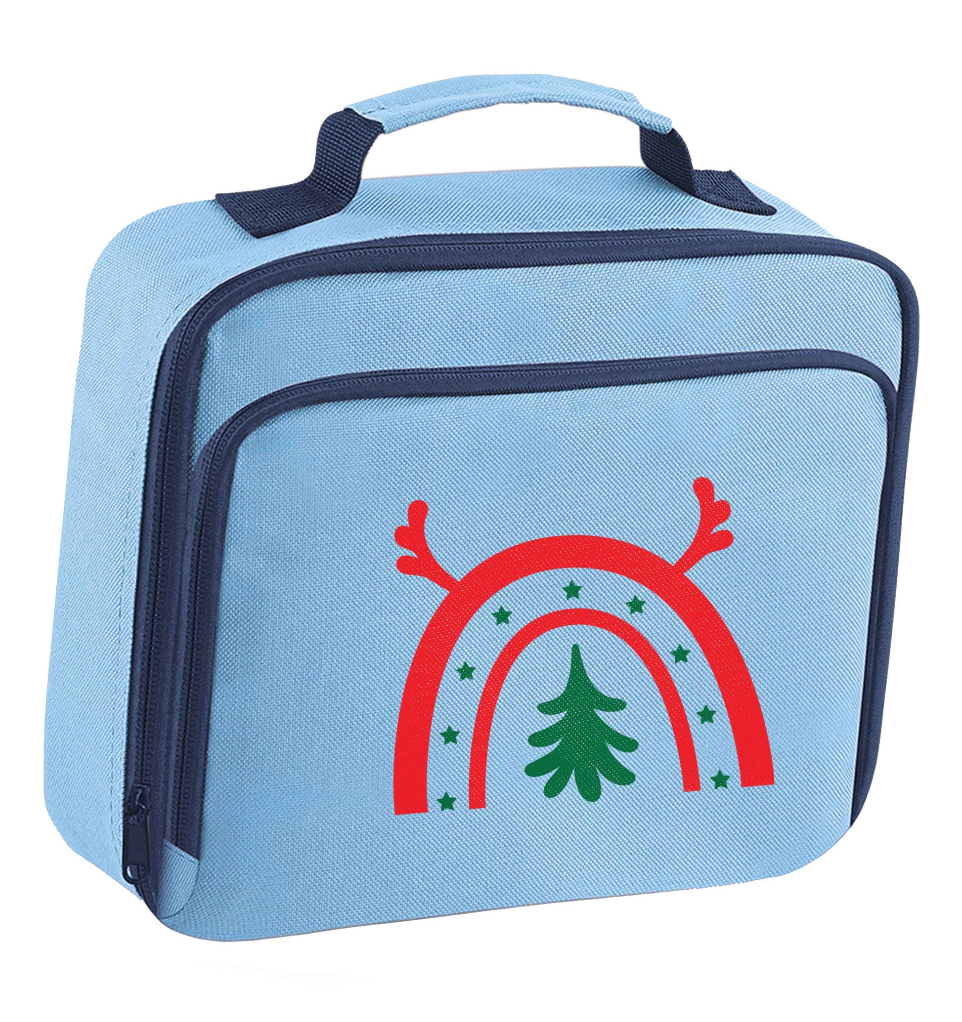 Christmas rainbow insulated blue lunch bag cooler
