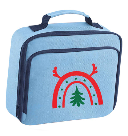 Christmas rainbow insulated blue lunch bag cooler