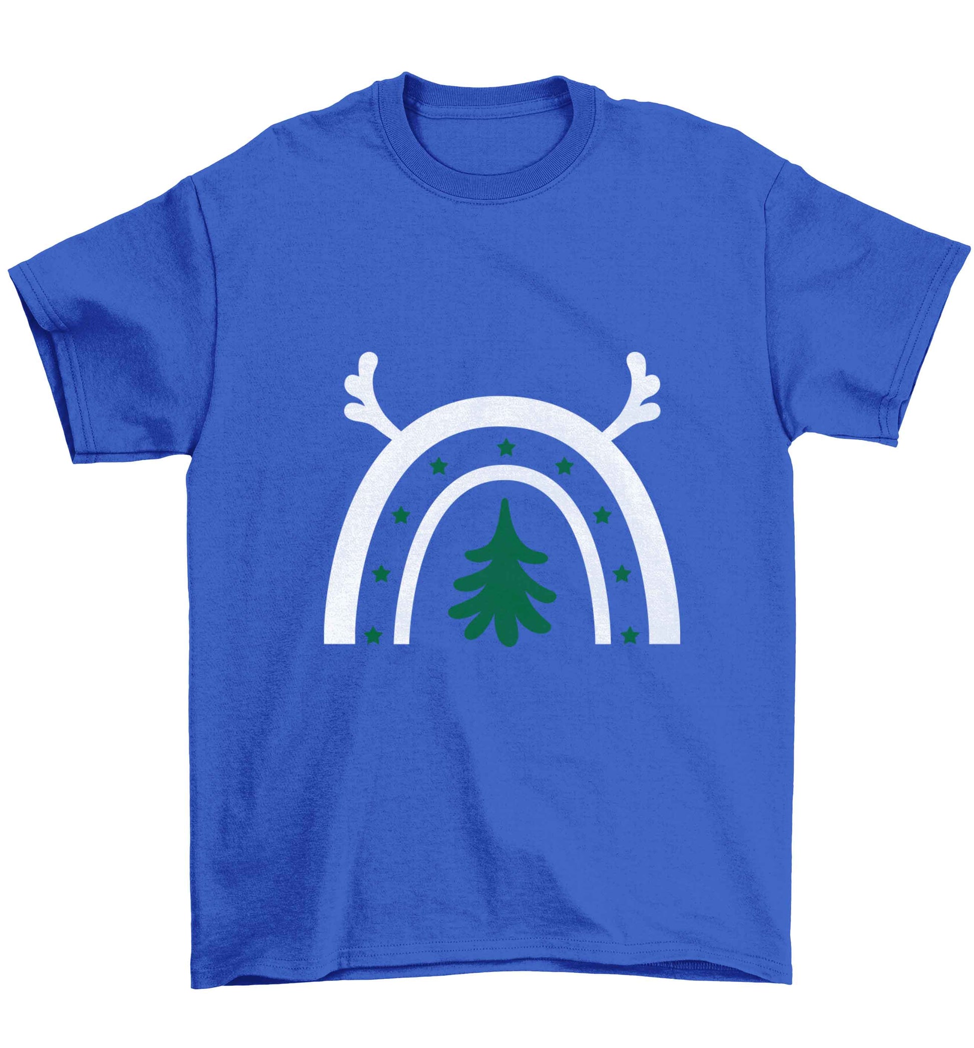 Christmas rainbow Children's blue Tshirt 12-13 Years