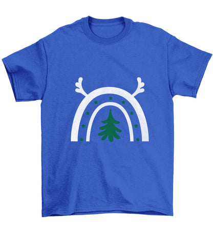 Christmas rainbow Children's blue Tshirt 12-13 Years