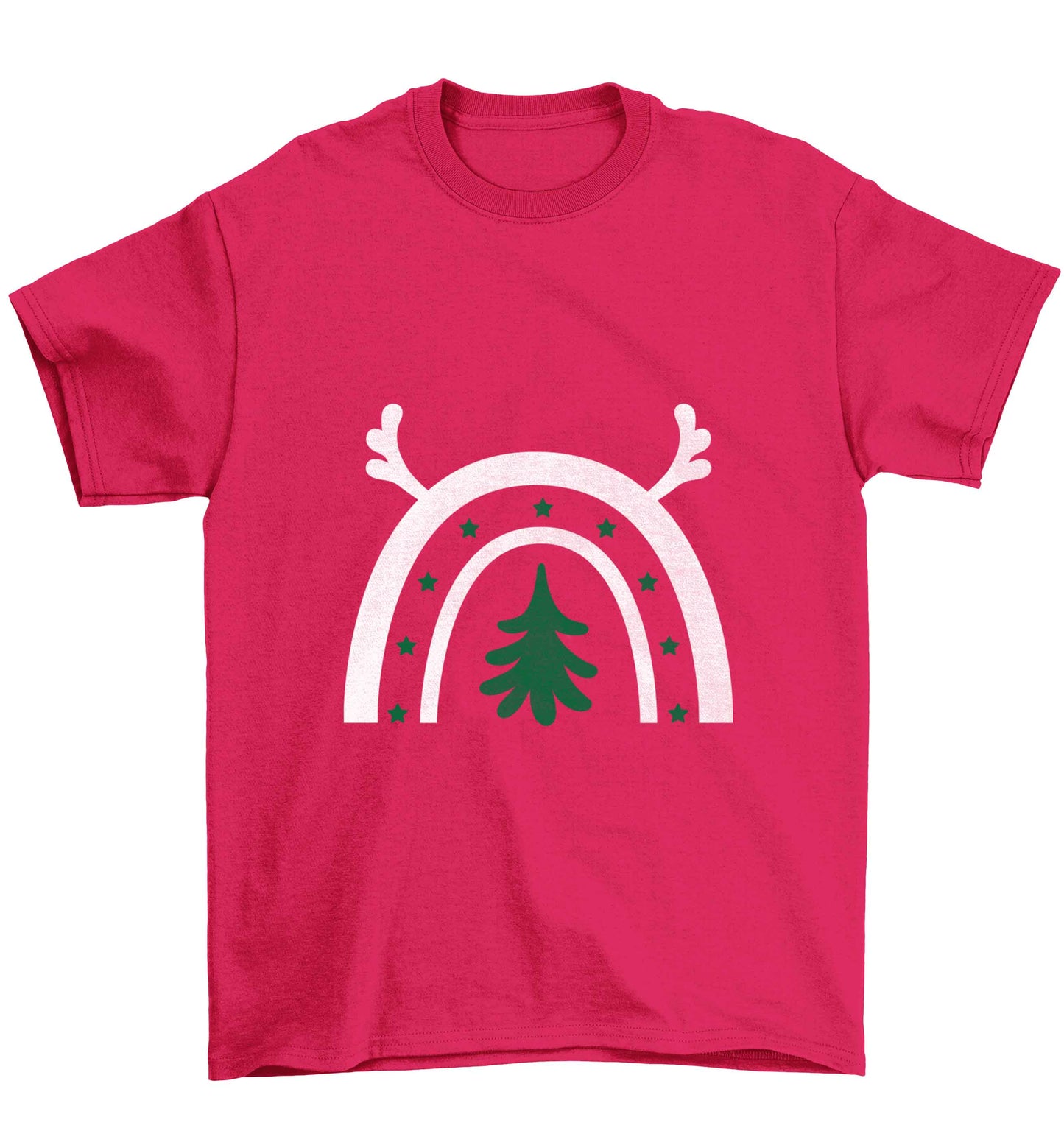 Christmas rainbow Children's pink Tshirt 12-13 Years