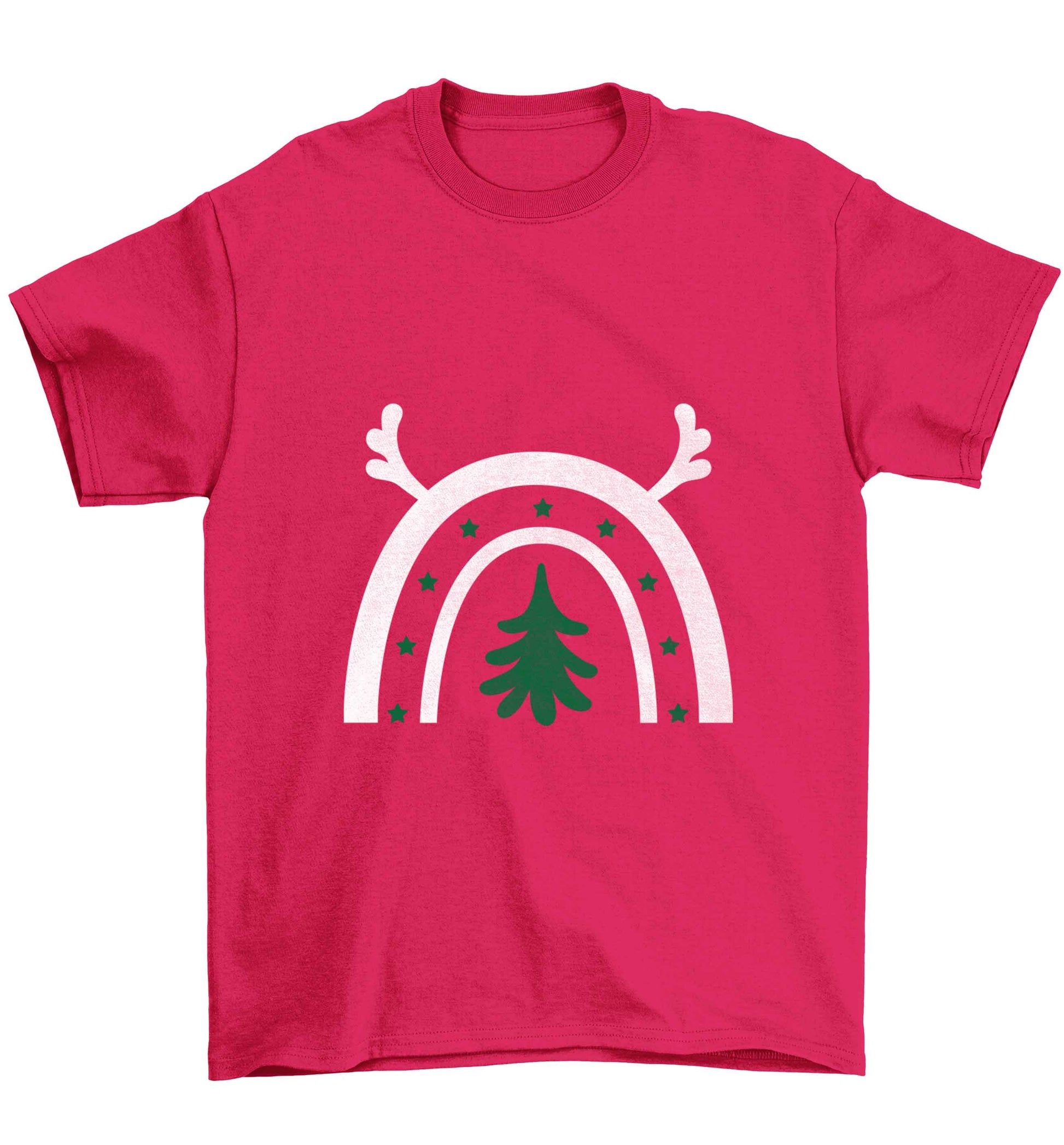 Christmas rainbow Children's pink Tshirt 12-13 Years