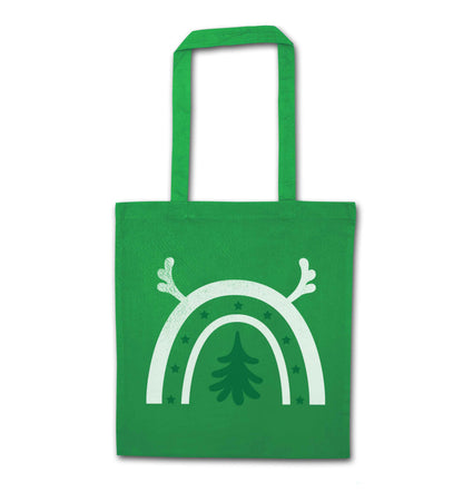 Christmas rainbow green tote bag