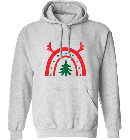 Christmas rainbow adults unisex grey hoodie 2XL