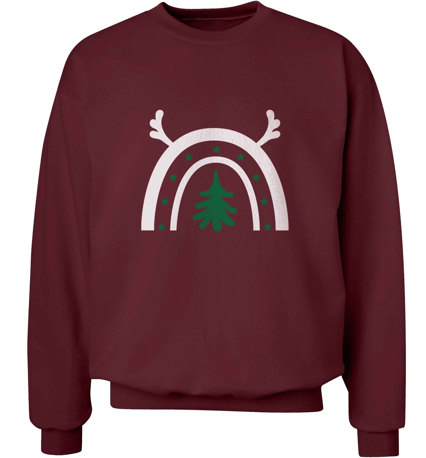 Christmas rainbow adult's unisex maroon sweater 2XL