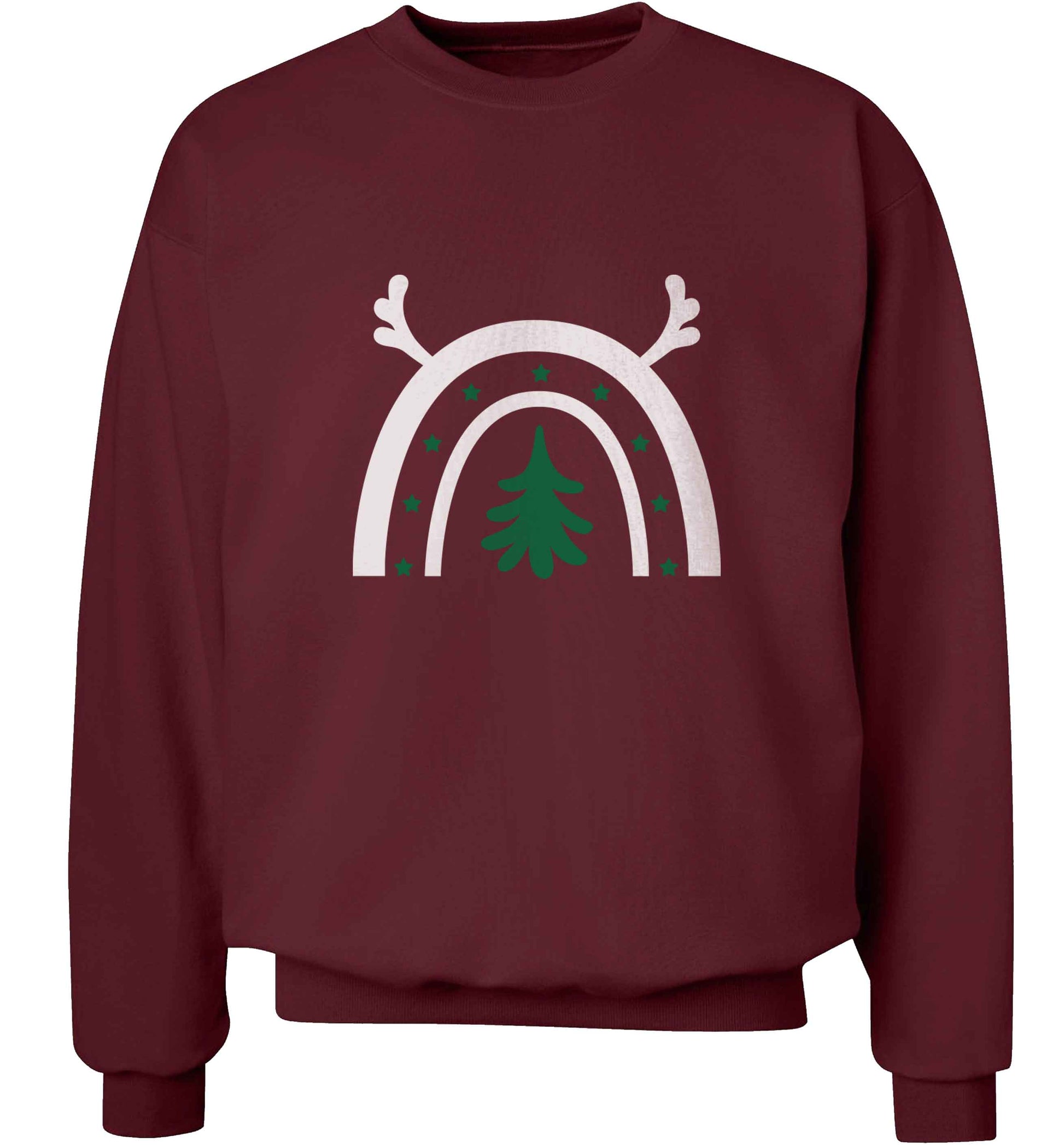 Christmas rainbow adult's unisex maroon sweater 2XL