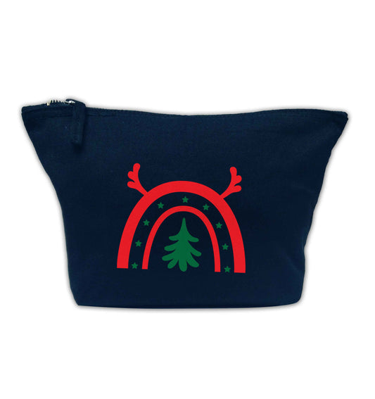 Christmas rainbow navy makeup bag