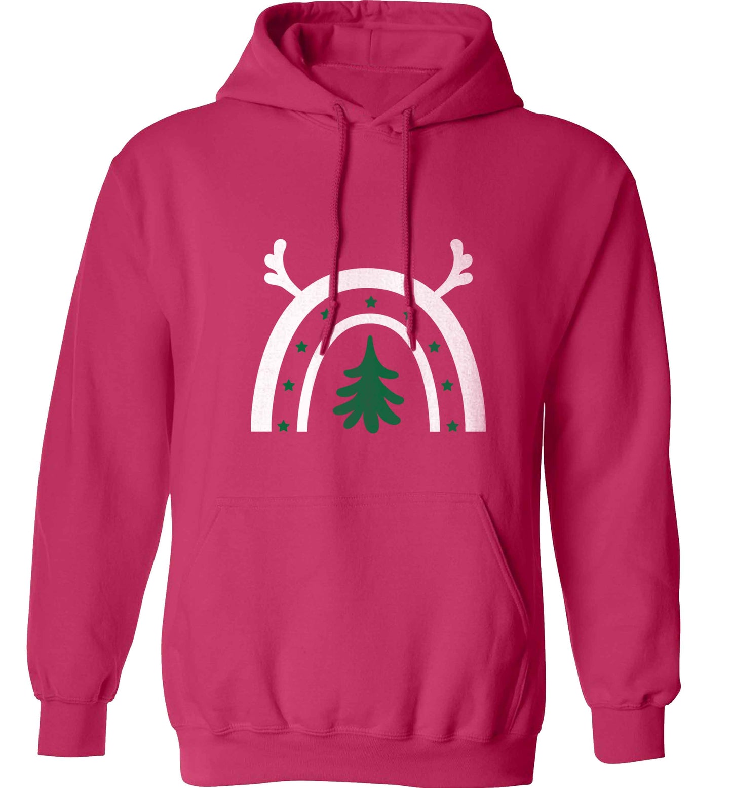 Christmas rainbow adults unisex pink hoodie 2XL