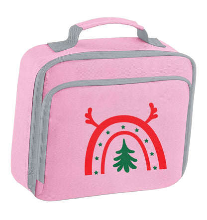 Christmas rainbow insulated pink lunch bag cooler