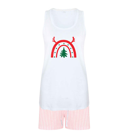 Christmas rainbow size XL women's pyjama shorts set in pink 