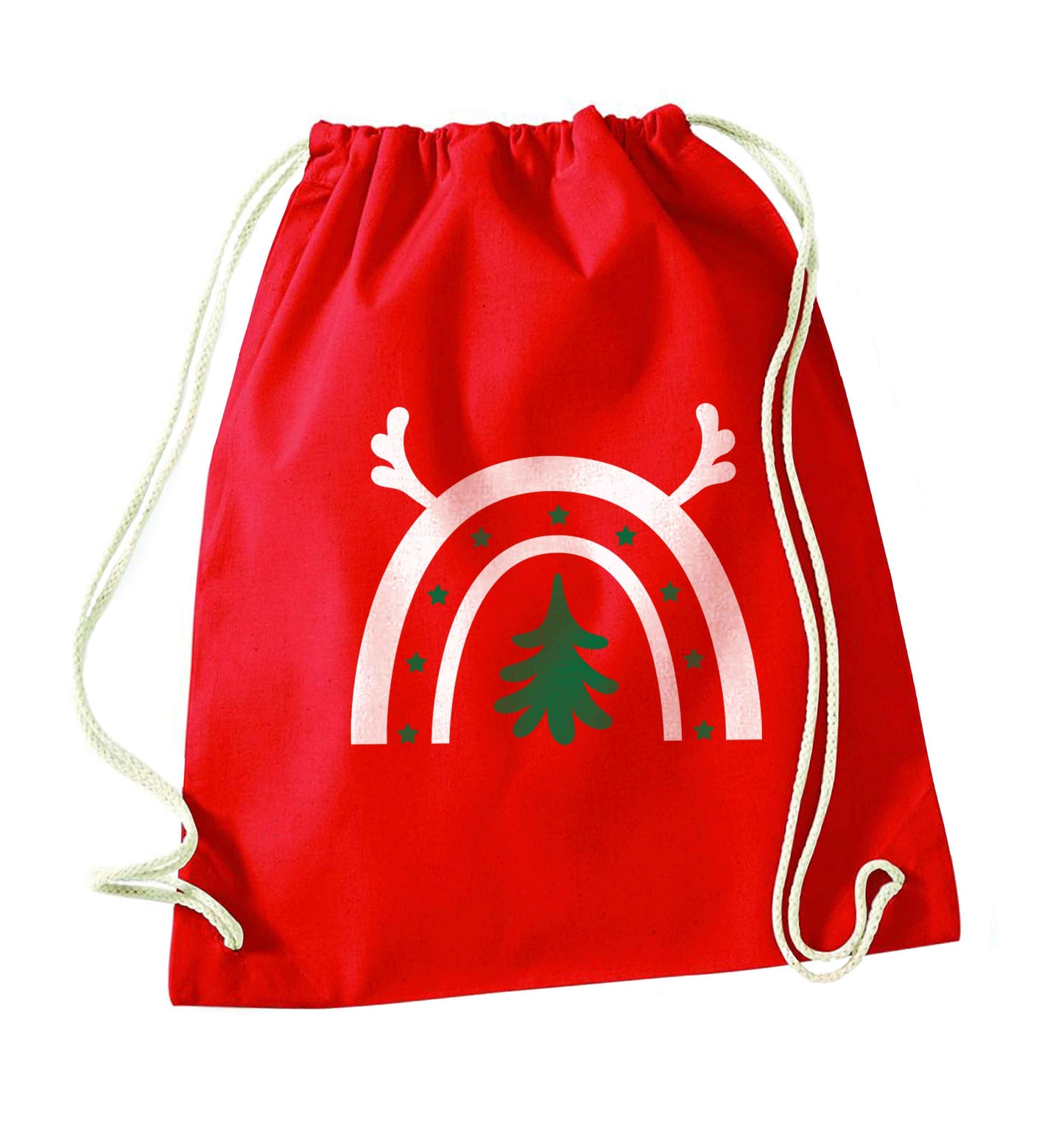 Christmas rainbow red drawstring bag 
