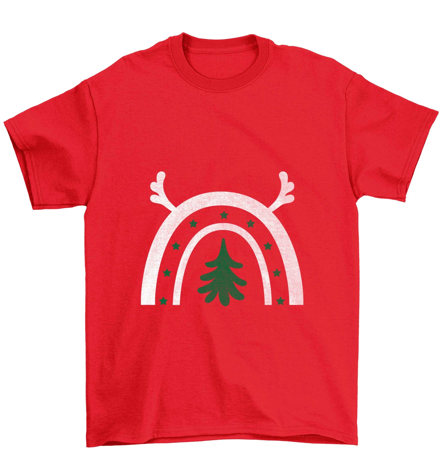 Christmas rainbow Children's red Tshirt 12-13 Years