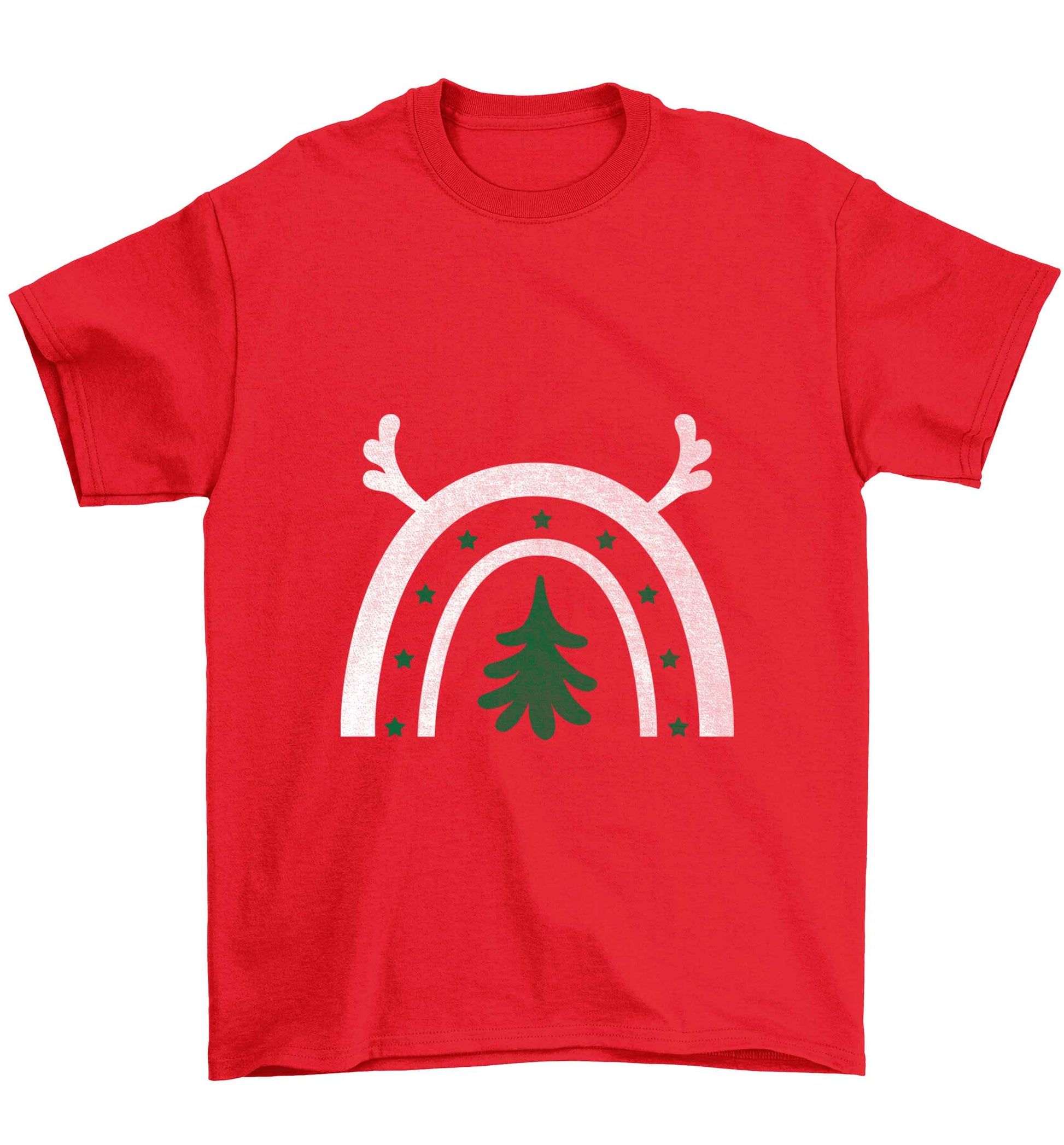 Christmas rainbow Children's red Tshirt 12-13 Years