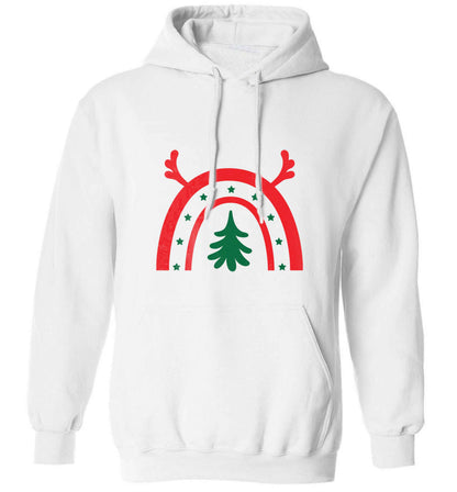 Christmas rainbow adults unisex white hoodie 2XL