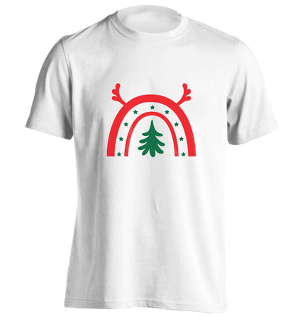 Christmas rainbow adults unisex white Tshirt 2XL