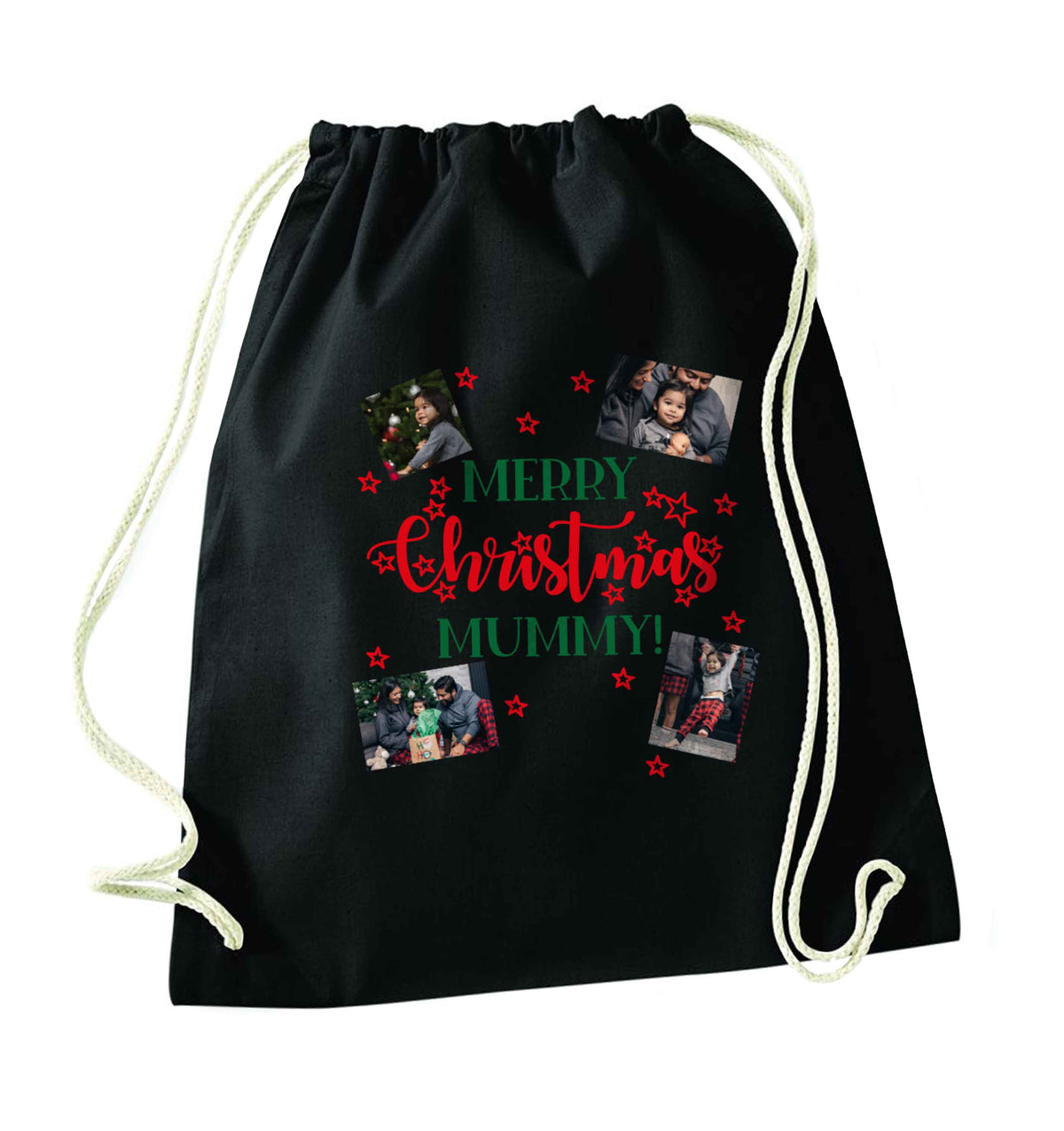 Merry Christmas Mummy black drawstring bag