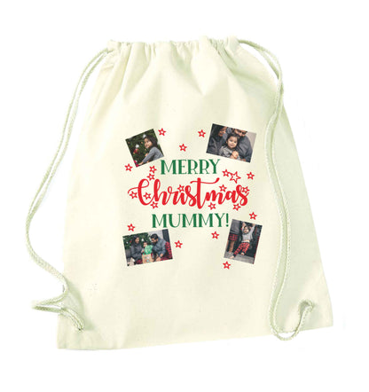 Merry Christmas Mummy natural drawstring bag