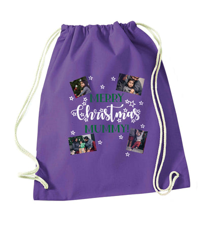Merry Christmas Mummy purple drawstring bag